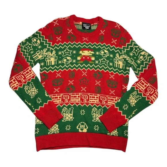 Super Mario Knit Christmas Sweater Size Medium - Picture 1 of 3